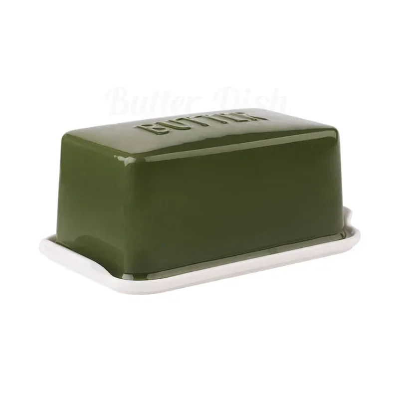 Japanese Ceramic Butter Box-Simple Cheese Plate Minimalist Butter Dish Flavor Preservation Container and Breakfast Tableware