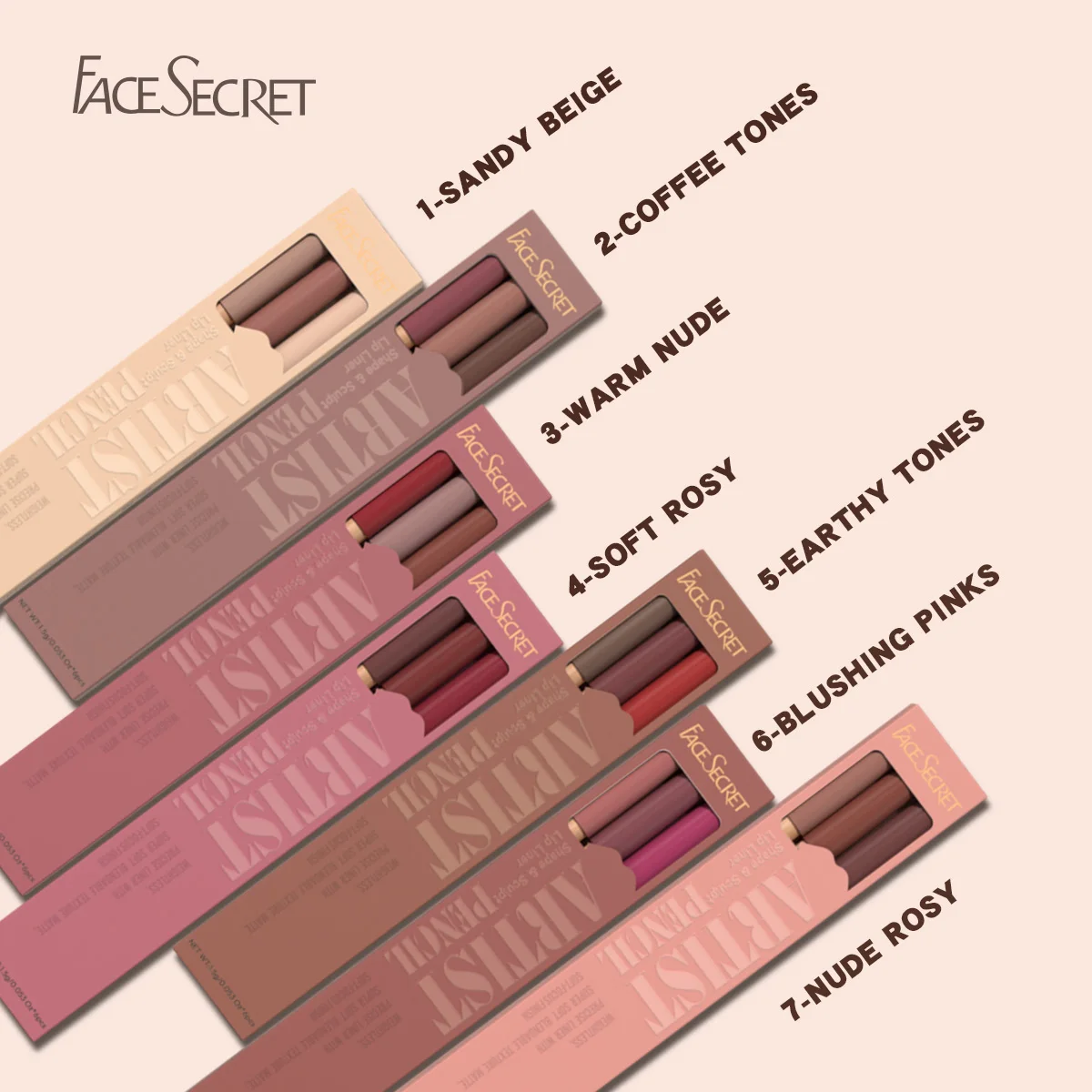 Face Secret 3Pcs Long-Lasting Velvet Lip Liner Matte Lipstick Waterproof Perfect Gift for Christmas Day, Lip Liner Set 3