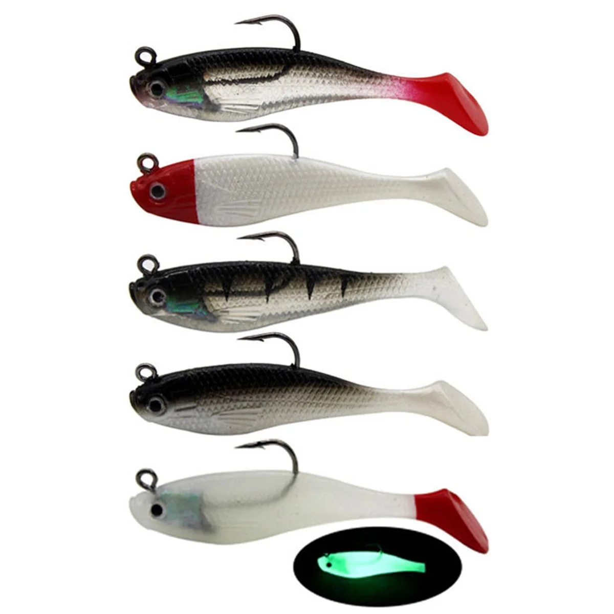 Señuelos de pesca blandos Shad Minnow Swimbaits, cabezales de plantilla