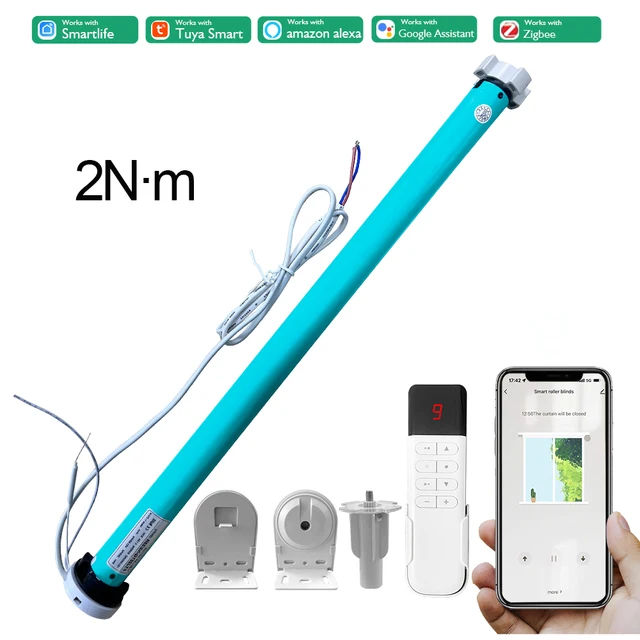 มอเตอร์ม่านม้วนอัจฉริยะ Tuya Zigbee 2N AC100-240V สำหรับท่อขนาด 37 38 มม. ควบคุมด้วยเสียงผ่านแอป Smart Life, Alice, Alexa และ Google Home 1