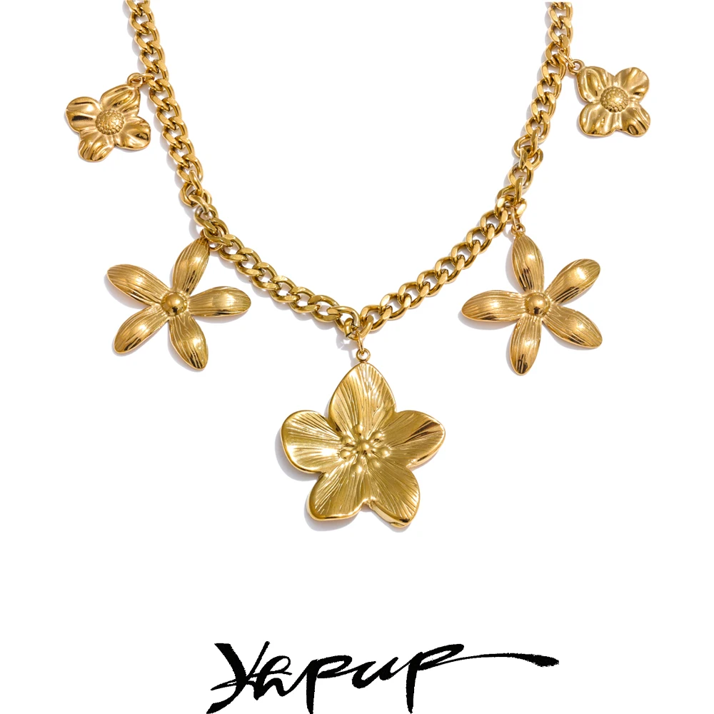Yhpup Style Metal Necklace PVD Plated Stainless Steel