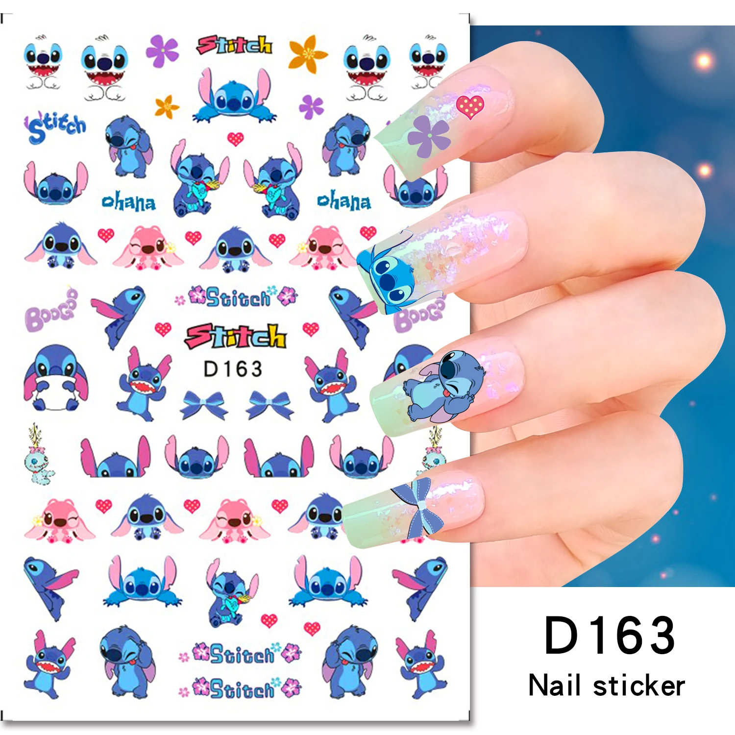 Disney 3D Nail Art Stickers Cartoon Lilo and Stitch Nail Art Decoration  Mickey and Minnie Stickers For Nails DIY Anime Decals