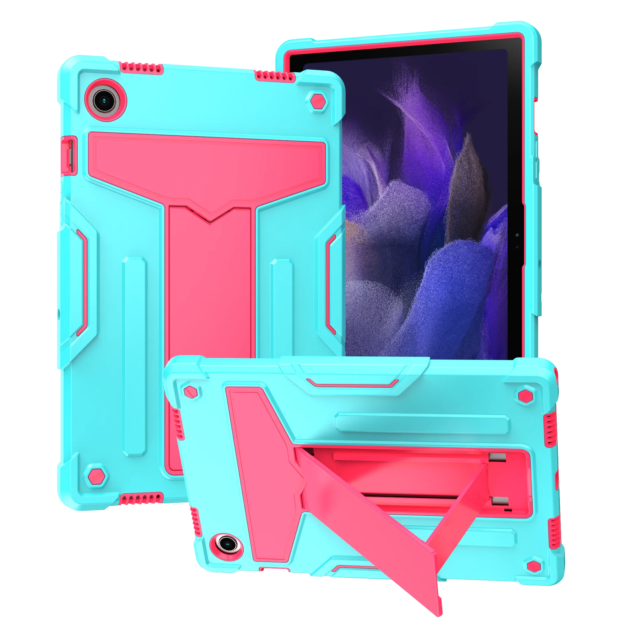 Sleek Two-Tone Tablet Case with Built-in T-Shaped Stand and All-Round Protection