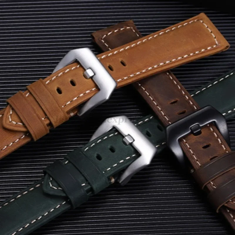 Premium Genuine Leather Watch Band - High Quality Cowhide Crazy Horse Strap for Men, Sport Bracelet Watchband, Available in Various Sizes