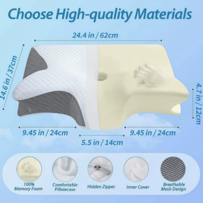 Ergonomic Memory Foam Cervical Neck Support Pillow