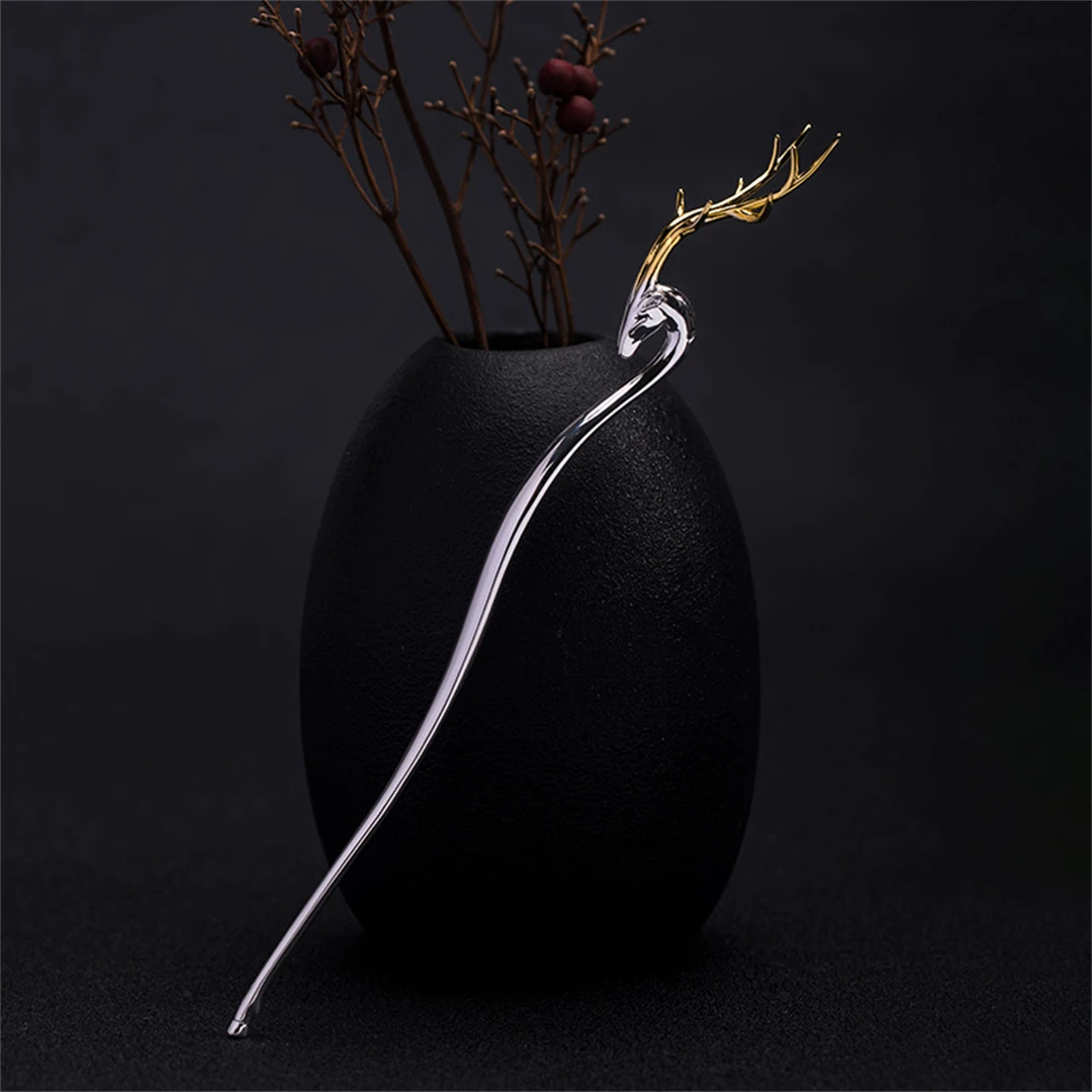 S925 Pure Silver Retro Antlers Hairpin Chinese style Hanfu Hair Handmade original Gift High End Boutique Accessories Jewelry