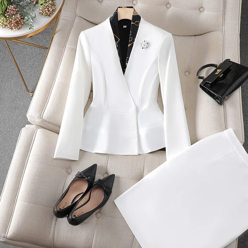 Exported to Japan and South Korea, professional women's suits, suits, temperament, white suits, formal suits, medium length work