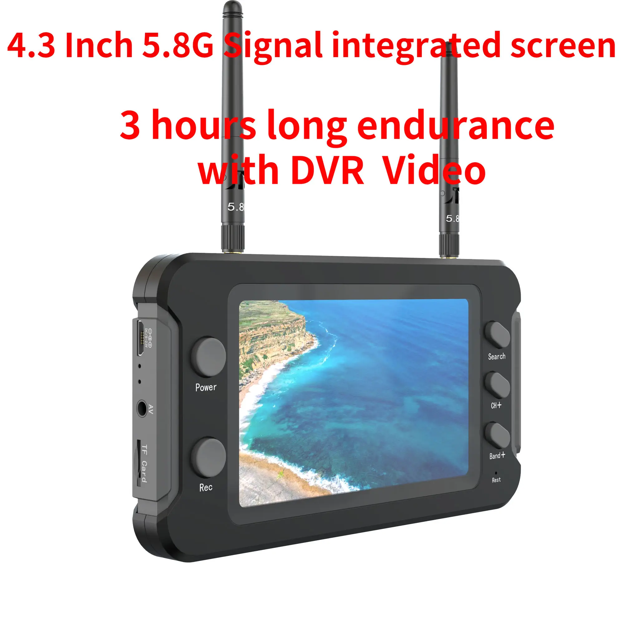5,8G FPV монитор с DVR 40CH 5803 MINI 4,3 дюймовый ЖК-дисплей 16:9 NTSC/PAL автоматический поиск видеозаписи RC FPV Мультикоптер