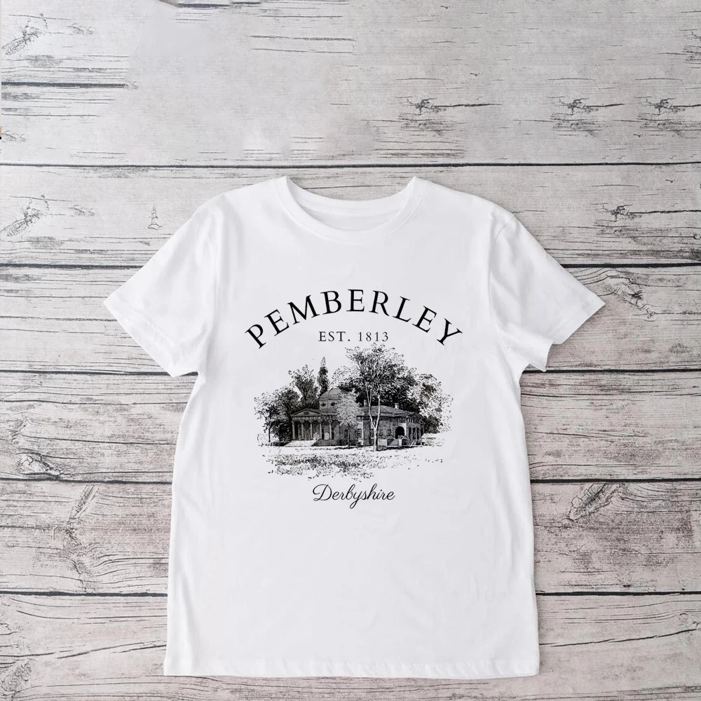 [Out of Print] Jane Austen / Pride and Prejudice - Pemberley Women's Relaxed Fit Tee (Heather White) - 高慢と偏見 リラックス フィット Tシャツ Pride and Prejudice - Pemberley unisex t-shirt — Out of Print