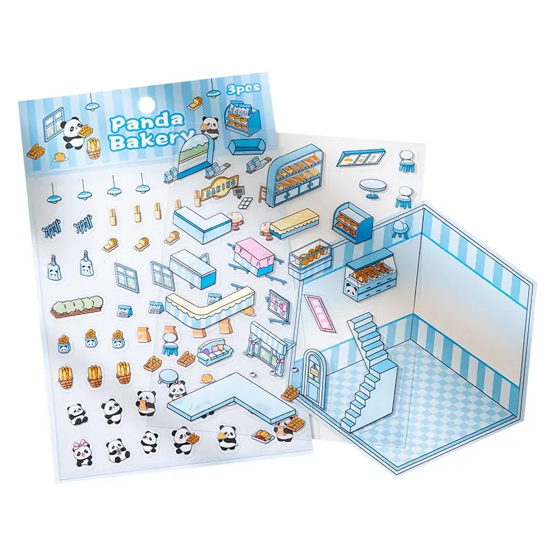 3D  Landscaping Sticker Cross-border DIY Girl Heart Hand Account Collage Cute Cartoon Miniature Hand Account Sticker