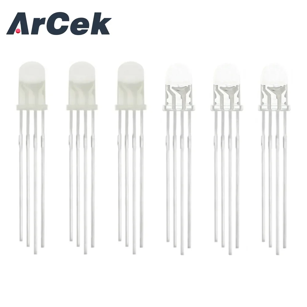 100 Pz Multicolore 4Pin 5Mm Rgb Led Diodo Luce Lampada Diffusa Tricolore Rotondo Comune Anodo Led 5Mm Diodo Emettitore Di Luce
