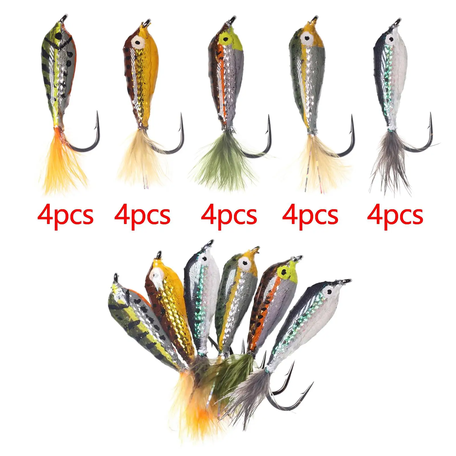 Bait Tackle Jig Hook With Feather Set Trout Bass Fly Fishing Bait Lure