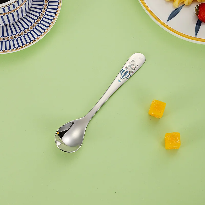 Stainless Steel Spoon Fork for Baby Cartoon Balloon Bear Cute Fork Kids Children Cutlery Set Tableware Dinnerware Utensils