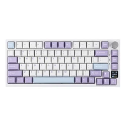 Enhanced Wireless/Wired Mechanical Keyboard with TFT Screen - Ajazz Flying Fish (White Purple)