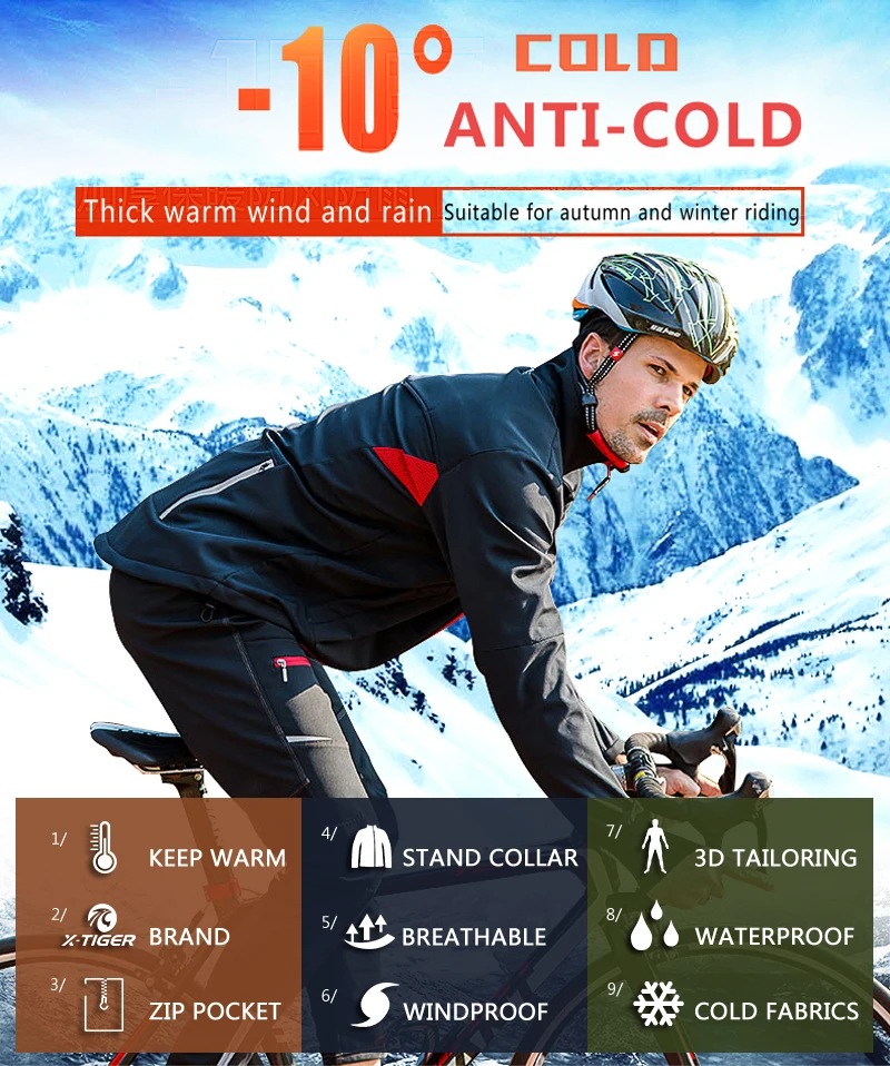 X-TIGER Rad trikot Winter Thermo Fleece Herren Fahrräder Kleidung wind dichte Fahrrad reflektierende Fahrrad jacke Sportswear – Detail 3