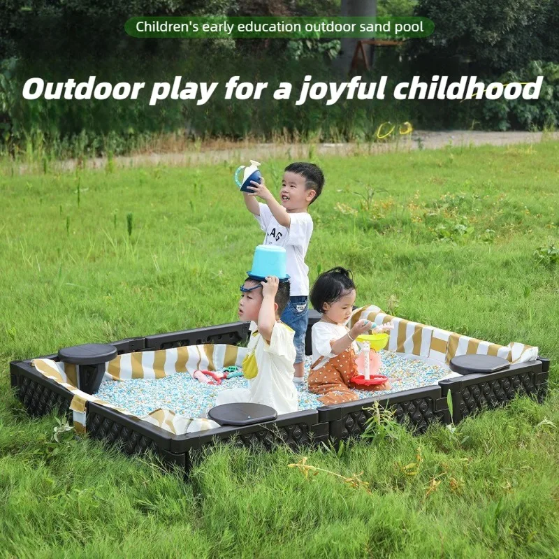 Piscina di sabbia giocattolo per bambini, kit di gioco domestico in plastica, sabbiera interna con recinzione, giocattoli da spiaggia per bambini e bambine all'aperto._voghion.com
