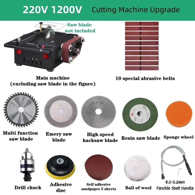 Multifunctional Mini Table Saw Cutting Machine Woodworking Metal Chainsaw Belt Sander Knife Sharpener Grinding And Cutting Tools