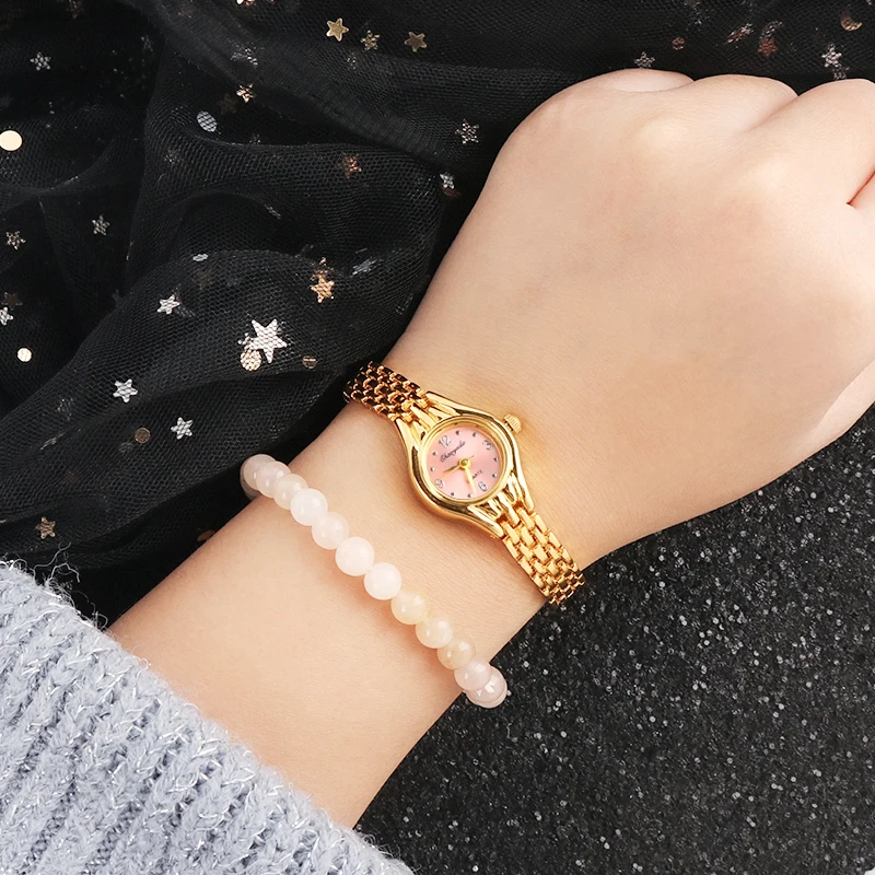 Ladies Gold Plated Watch Women Bracelet Quart Wristwatch Girl Analog Feminino Relojes Hour Luxury Watches Saati Clock 5