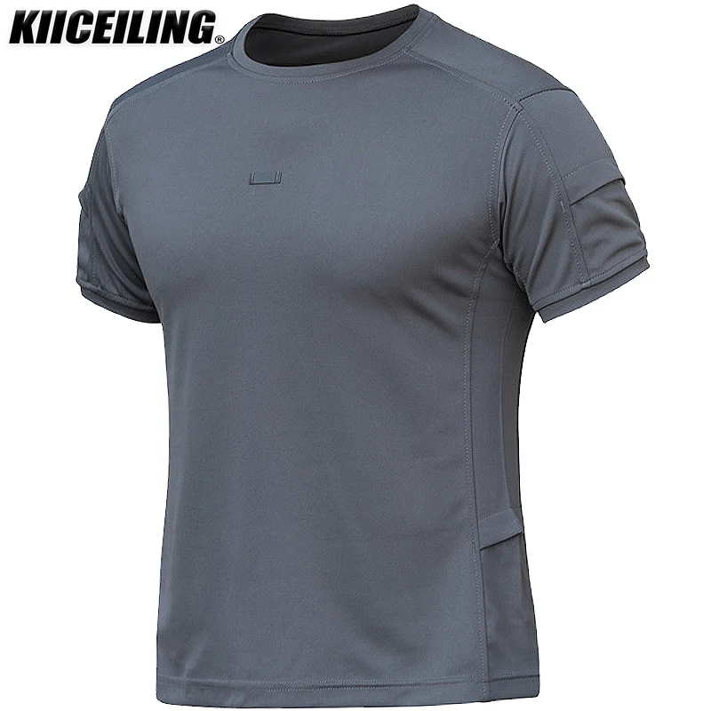 KIICEILING-TF2 남성용 폴리에스터 전술 티셔츠, O넥 반팔, 야외 스포츠 하이킹 티셔츠, 야외 캐주얼, 여름 스트리트