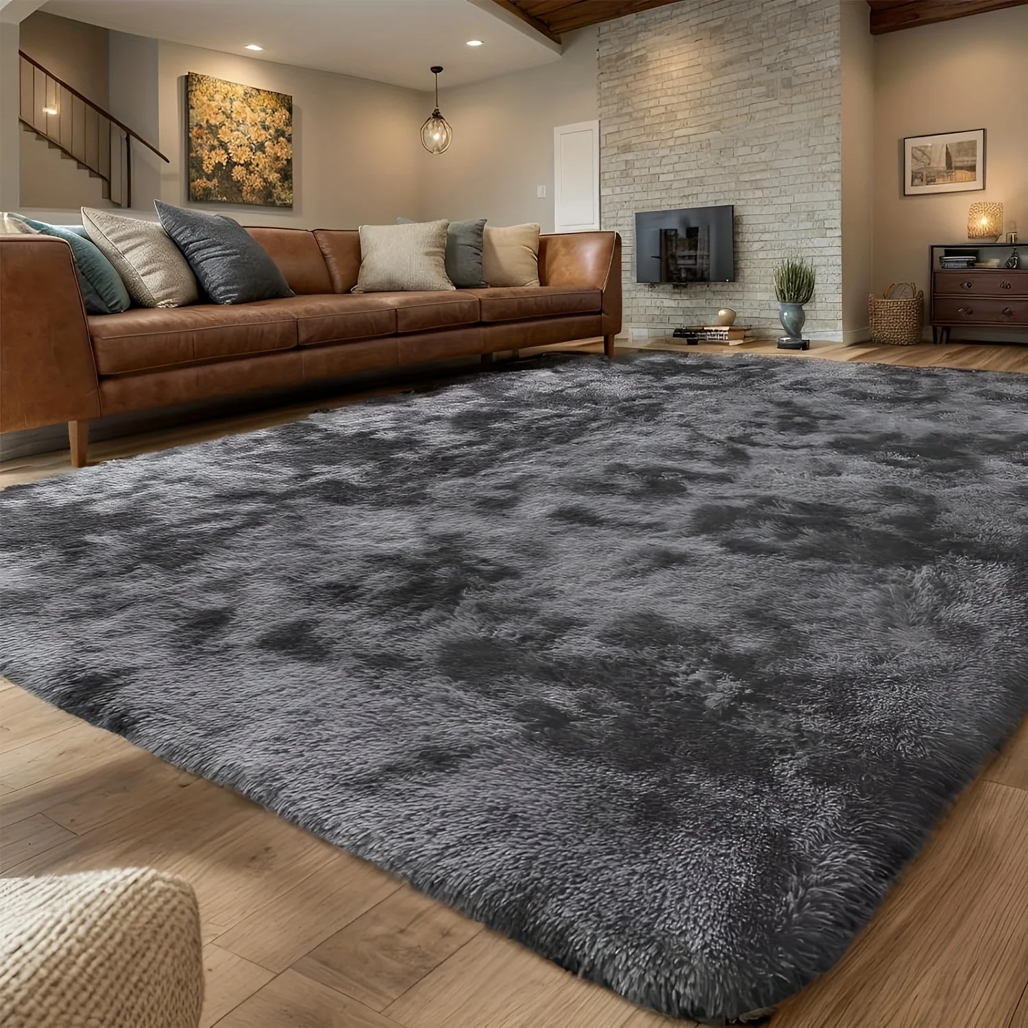 

1pc, Luxurious Shaggy Area Rug For Bedroom, Living Room, Deep Grey, Plush & Soft, Fluffy Carpet For Nursery Room, Cute Home Deco