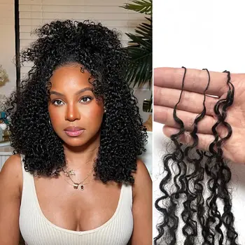 240g Afro Kinky Burmese Curly Crochet Human Hair Knotless Pre-Separated Crochet Feather Hair Extensions Curly Human Hair 1