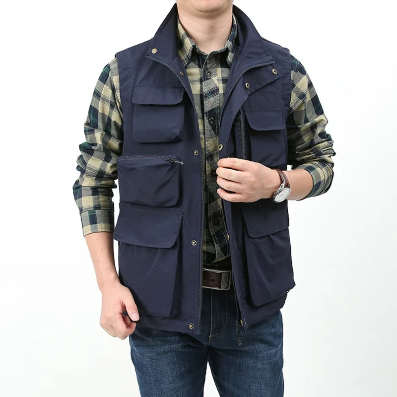 Spring Denim Vest Sleeveless Jacket Summer Mesh Men Men's Clothing MAN Multi-pocket Work Pockets Tactical Military Fishing Coat tactical military vest embroidered tool spring summer mesh men man camping men s pockets coat hunting motorcyclist multi pocket