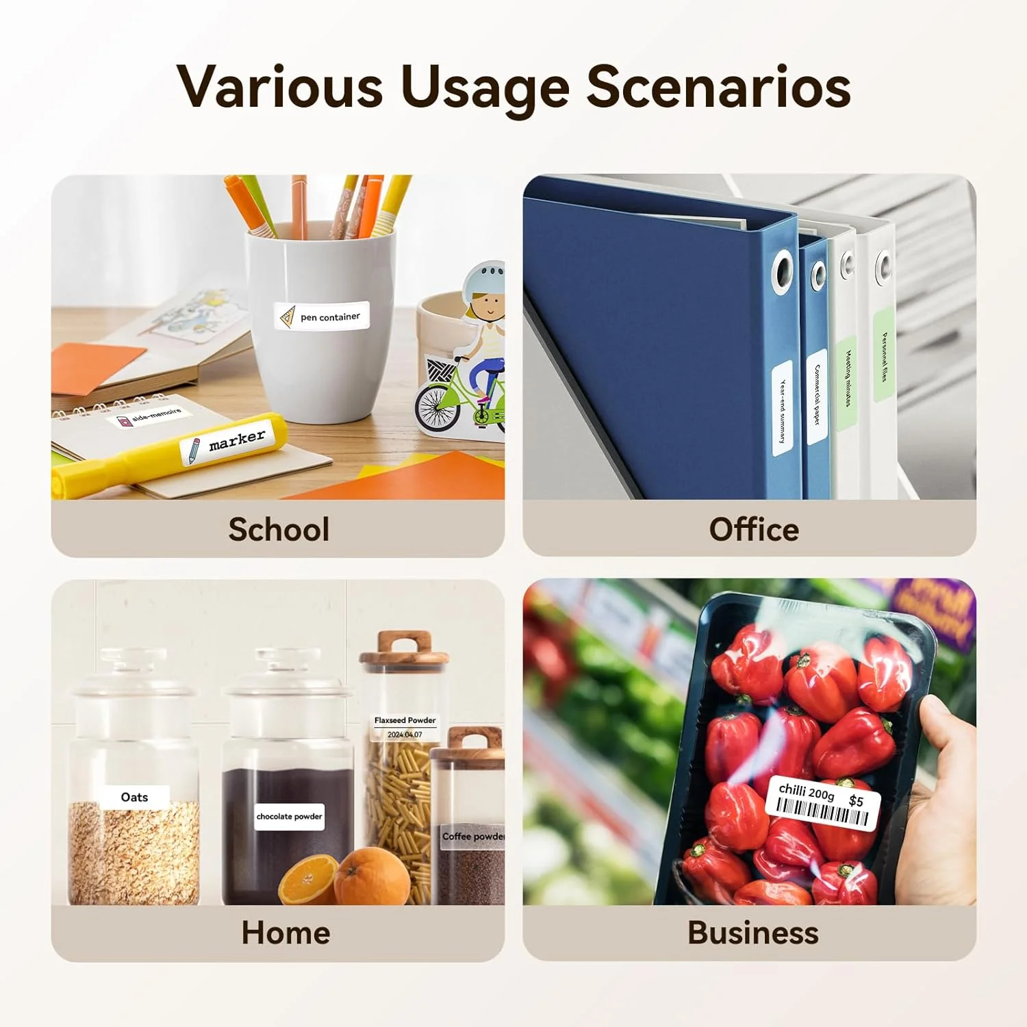 Niimbot D11 D110 D101 H1S Label Printer Sticker Color Cartoon Label Name Tag Thermal Paper for Kitchen Storage Office Class