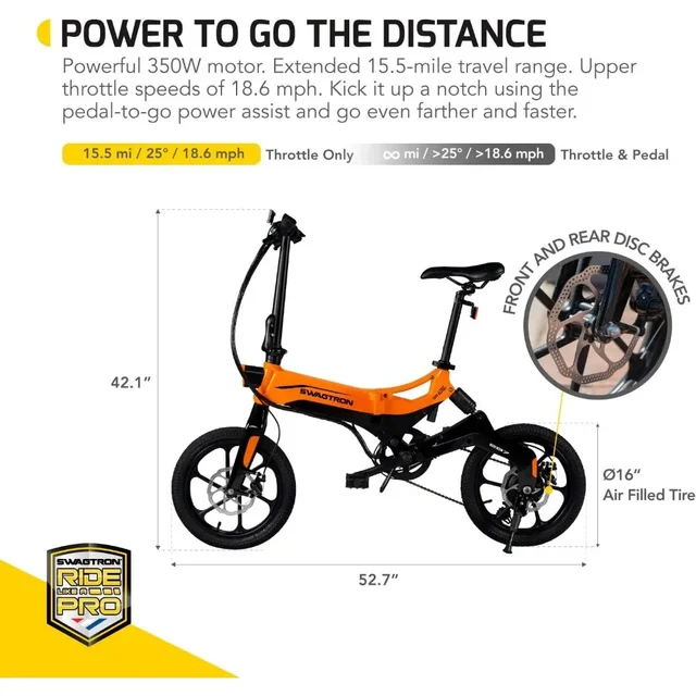 Swagtron Swagcycle EB-7 Elite Plus Folding Electric Bike with Removable  Battery,  Outdoor Gear & Equipment | The Mountain Exp