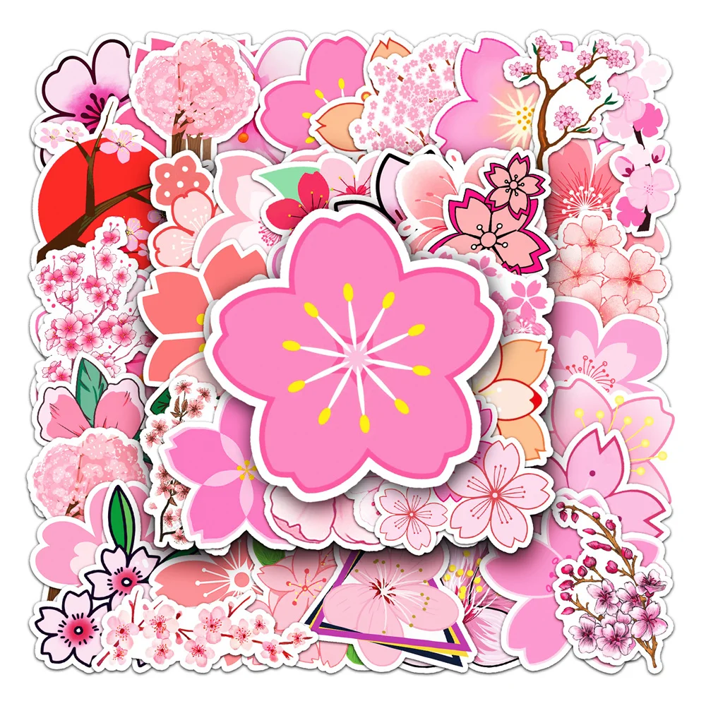 Autocollants Sakura en fleurs de cerisier amovibles, 50 pièces, pour  ordinateur portable mural, Scrapbook, papeterie, matériel de Scrapbooking,  rose - AliExpress