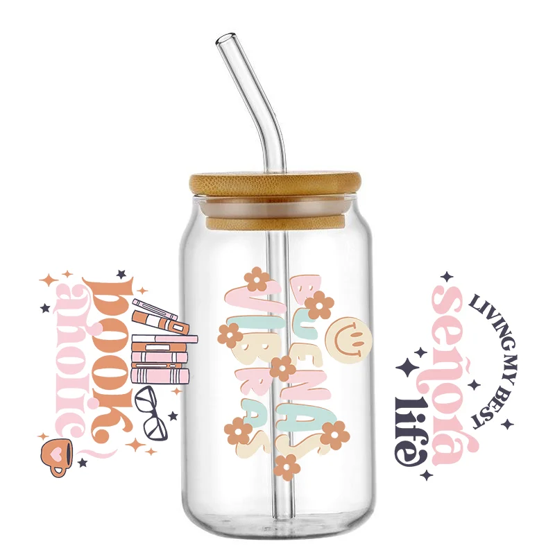 Teacher Transfers Stickers Cup Decals,Teacher's Life Pattern cup wrap Ready to Apply, Permanent Adhesive, No Heat Nee