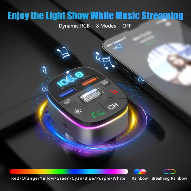 Trasmettitore FM Bluetooth Auto LENCENT - Doppia USB, Vivavoce, Caricabatteria Per Auto - Foto 9