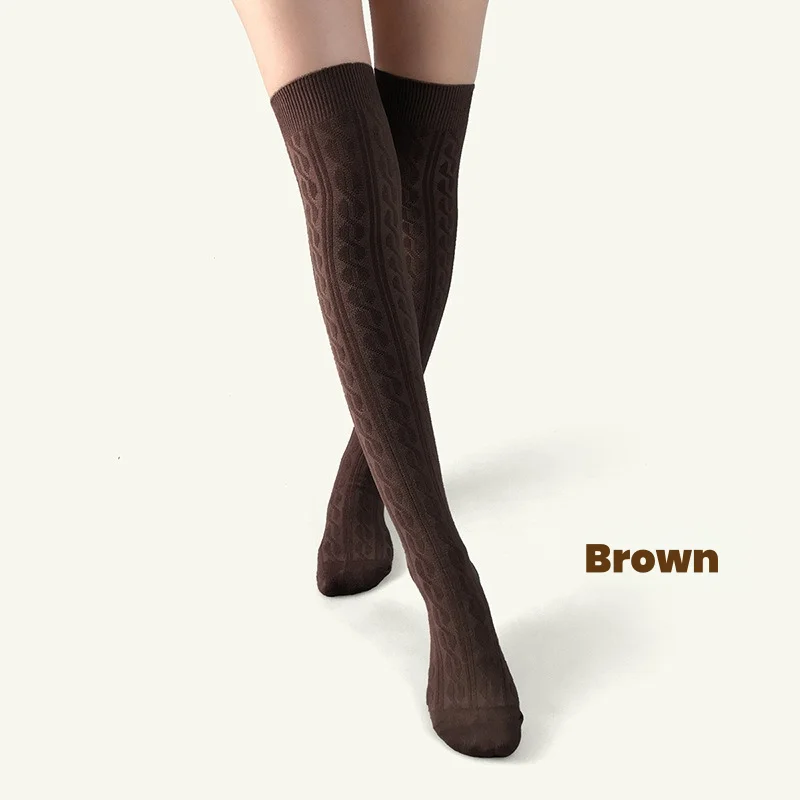 1 Paar Damen-Overknee-Socken aus Thermo-Strick, gemütliche, verdickte Winter-Oberschenkelstrümpfe, warme, stilvolle Beinwärmer für kaltes Wetter – Detail 7