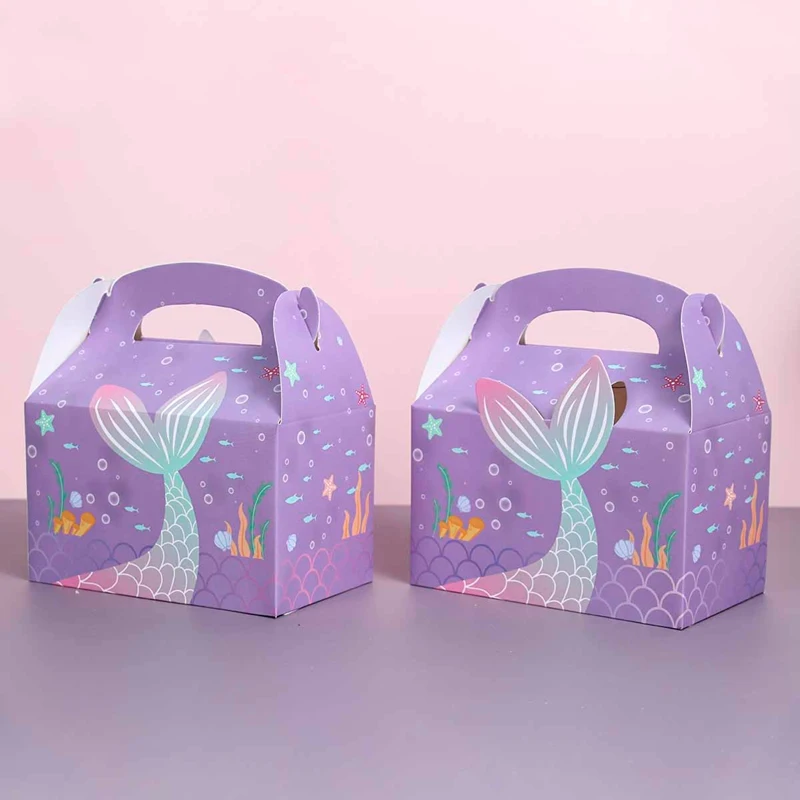 Mermaid Portable Candy Box Underwater World Favor Gift Box Biscuit Cake ...