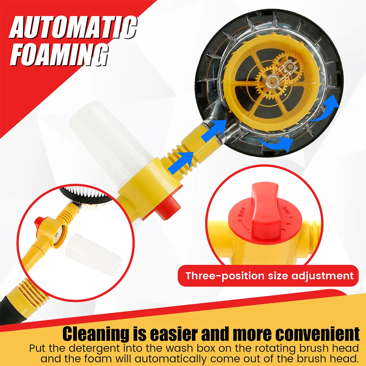 Mocio per lavaggio auto con manico lungo, 115 cm, spazzola per lavaggio auto con manico telescopico, set di pulizia 2 in 1, in microfibra di ciniglia, per auto, camion, roulotte, camper, pulizia