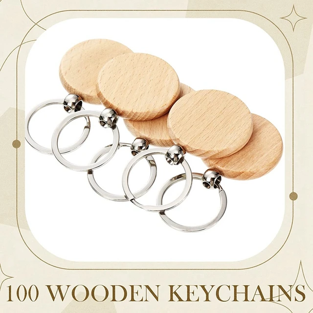 20pcs Wooden Keychain Blanks Wood Engraving Blanks Personalized Key Tags  with Ring Unfinished Wood Keychain for DIY Craft - AliExpress