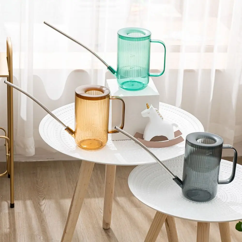 Stainless Steel Flower Watering Kettle Clear Measurable Scale Long-mouth Watering Detachable Spout Leak-proof