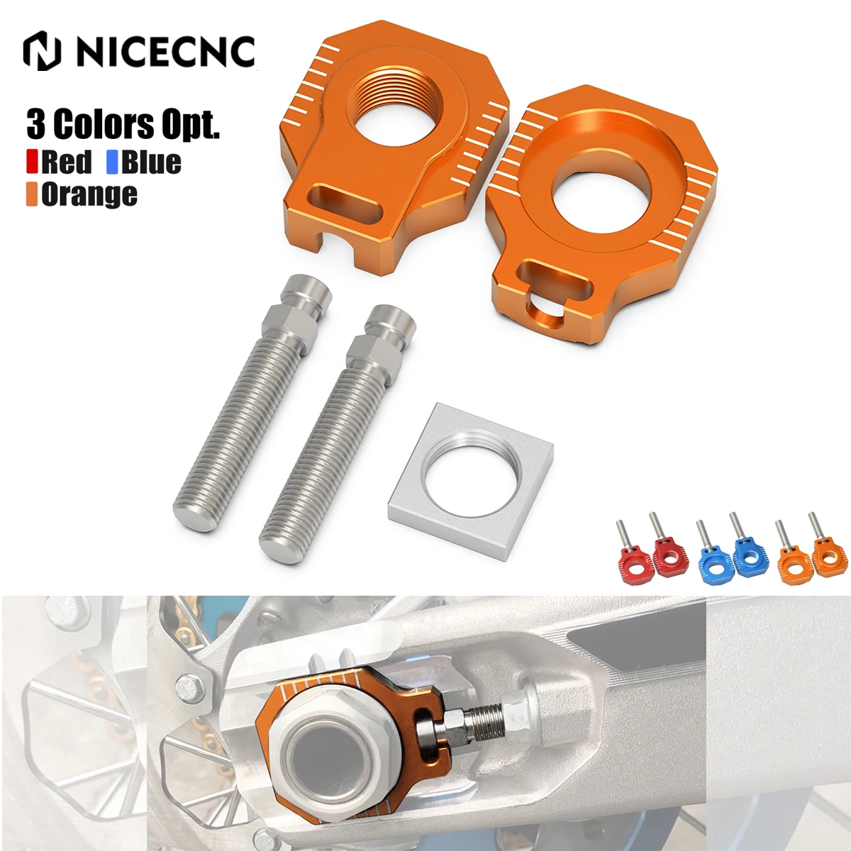 NICECNC für 2023 2022 2021 KTM EXC 300 EXCF 350 EXC-F 450 XC-W Husqvarna TE 300 FE GasGas EC 300 Hinterachsblöcke Kettenspanner