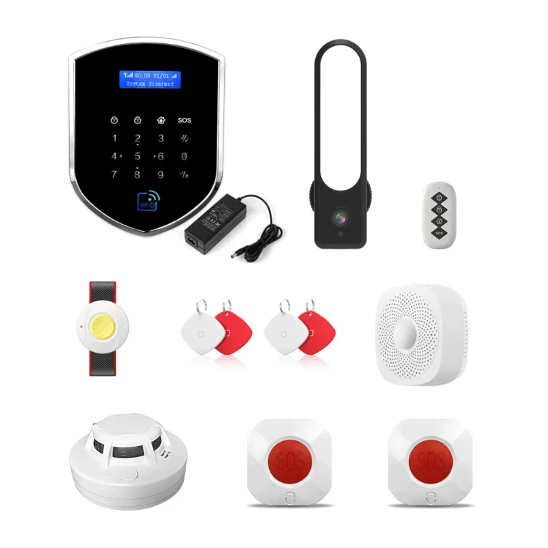 

Tuya Smart Home 4G WIFI GSM intelligent Personal Alarm System with pir motion detectors door sensors