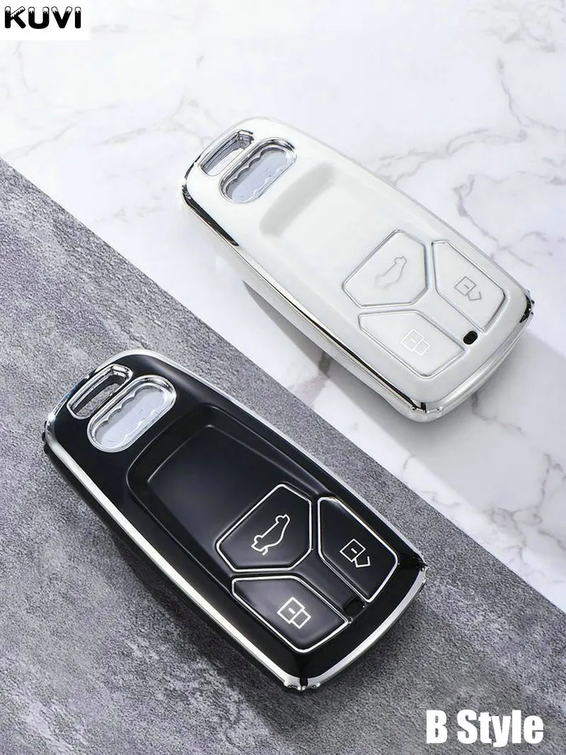 Plating TPU Car Key Case Cover Shell Fob For Audi A1 A3 8P A4 A5 A6 C7 A7 S3 S7 S8 R8 Q2 Q3 Q5 Q7 Q8 SQ5 TT RS3 RS6 Accessories key case,key case cover,car key shell,remote control case cover