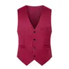 Formal Vest Sleeveless Pockets Single-Breasted Male Suit Vest Casual Party Bar Banquet Dress Waistcoat Solid Color Suit Vest 2