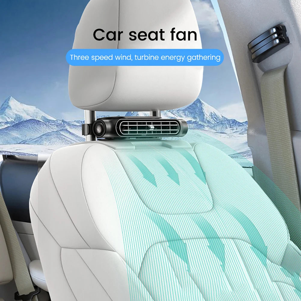 

Car Seat Cooling Fan Leafless 3 Wind Speeds USB Backseat Fans Whisper-Quiet Motor Summer Neck Cooler Rear Seat Fans Acesssories