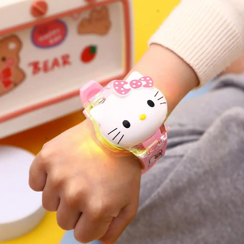 Kawaii Sanrio Hello Kitty Doll Child Toy Watch Anime Figure Light Music Water Repellent Flip Cover 3-12 Years Old Birthday Gift
