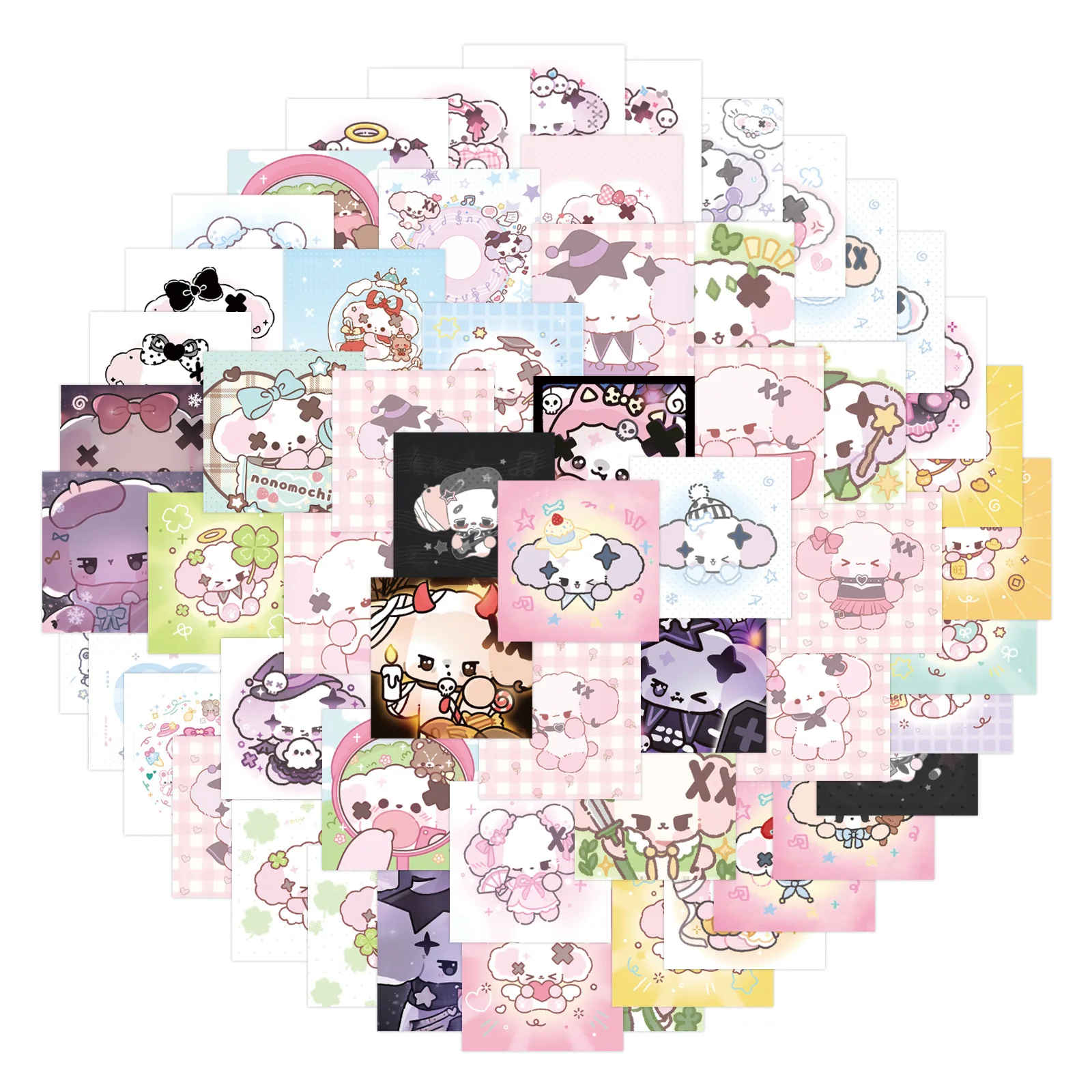 63Pcs Nonomochi 개 스티커 노트북 스크랩북 수하물 기타 헬멧에 대한 귀여운 강아지 데칼 DIY 낙서 미적 스티커