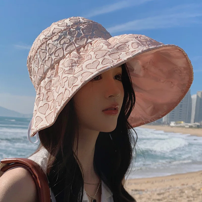 Wide Brim Sun Hat Women Spring Summer Foldable Travel Bucket Hat Casual  Cotton Fisherman Hat