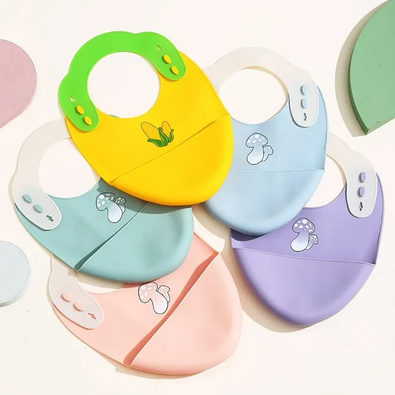 

Children's Silicone Bib Baby Food Ultra-thin Soft Saliva Towel Waterproof and Oil Resistant Detachable Rice Pocket
