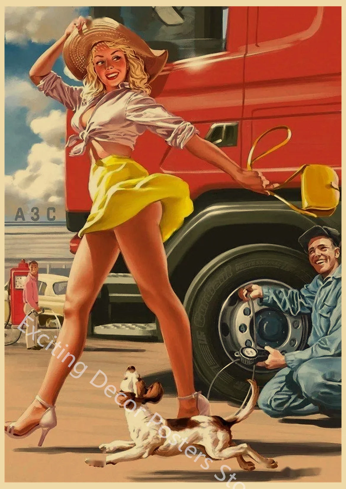 Vintage Soviet Era Pin-Up Girls Propaganda Poster Wall Art Decoration
