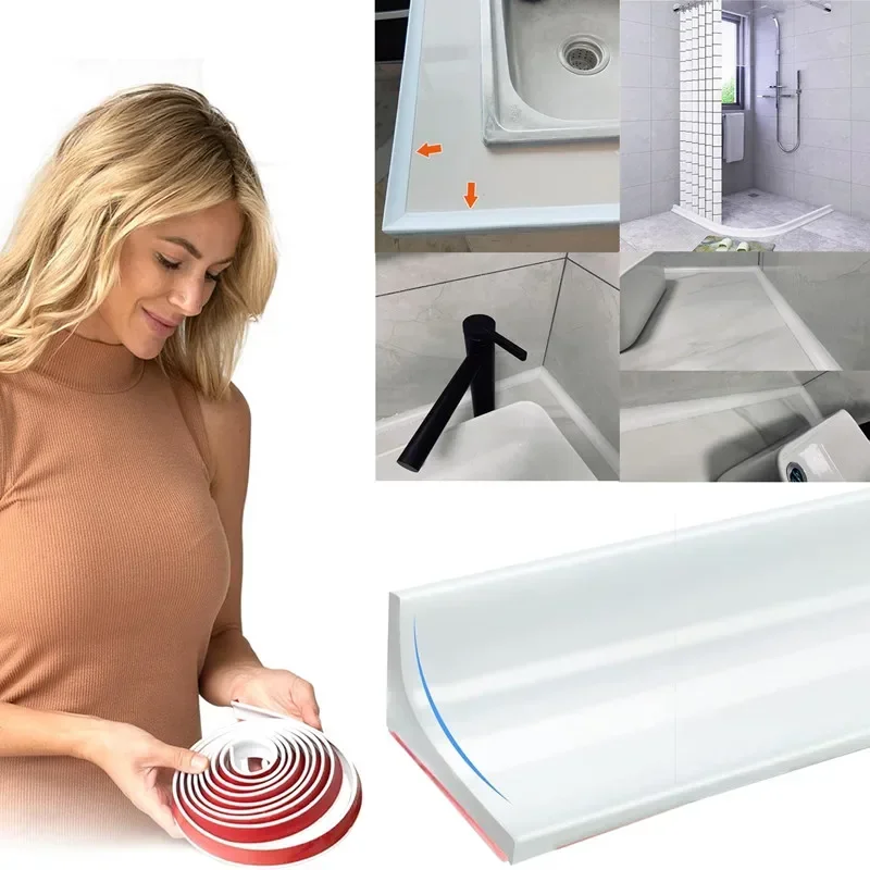 Bathroom Water Stopper Silicone Self-Adhesive Bendable Flexible Water Retaining Strip Dry And Wet Separation Blocker 50cm-350cm drain stopper shower water stopper basin drain stopper bathroom sink plug silicone drain stopper washbasin drain plug bathroom sink stopper shower water barrier silicone door seal water barrier strip