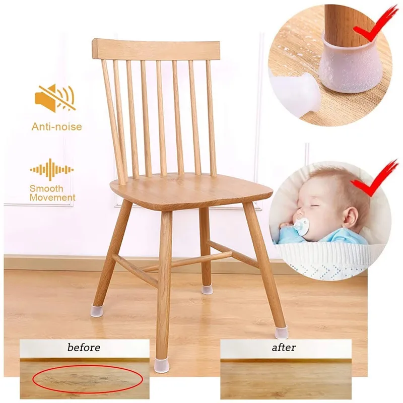 4/8Pcs Upgraded Silicone Chair Legs Non-Slip Caps Furniture Table Legs Felt foot Cover Wood Floor From Scratches Protectors Mat