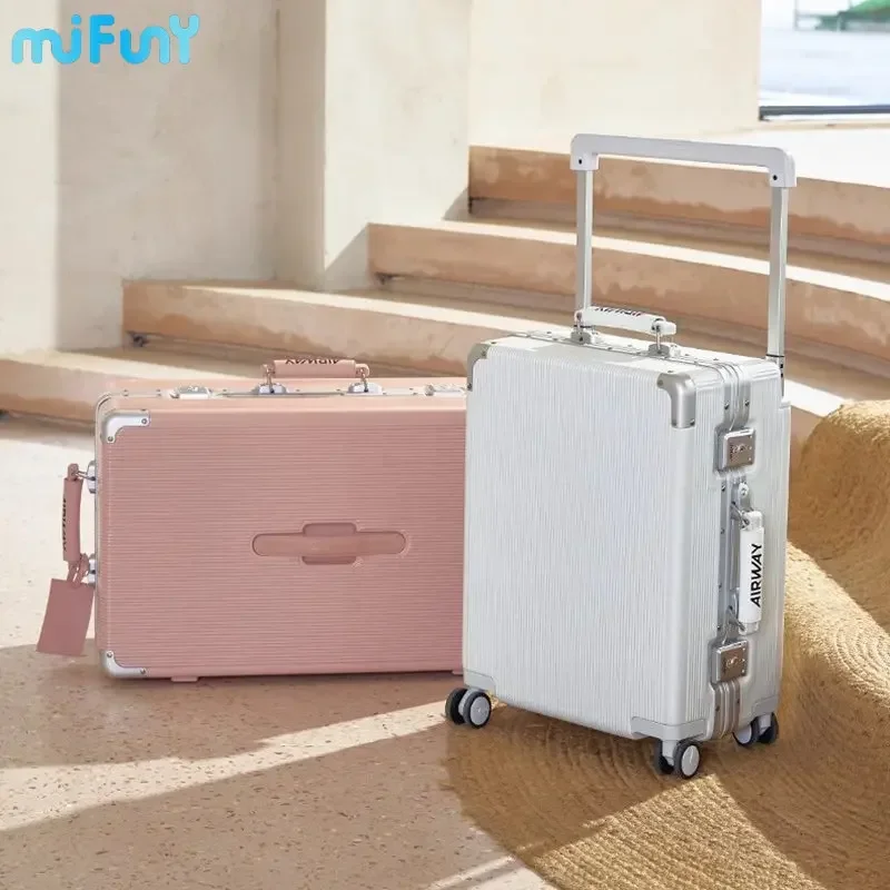 Mifuny Wide Tie Rod Aluminum Frame Travel Suitcases Female PC Trolley Male Large Capacity Business Rolling Luggage Boarding Box