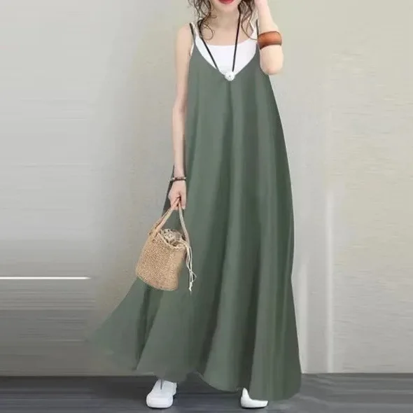 Women Beach V Neck Slip Dress